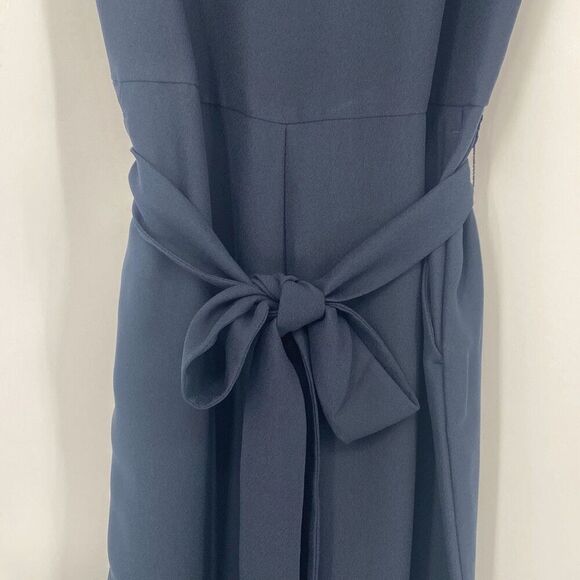 Banana Republic Tapered Leg Sleeveless Belted‎ Jumpsuit Preppy Pockets Navy 4 - Picture 5 of 16